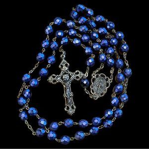 Vintage Rosary with Blue Beads